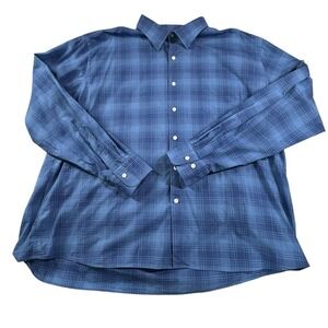 Peter Millar Shirt Men's 2XL‎ XXL Blue Plaid Mens Button Up Office Career